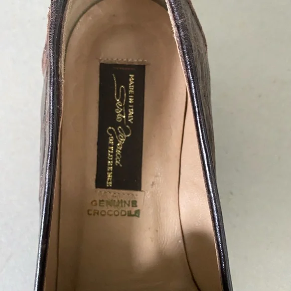 Sesto Meucci Brown Crocodile Loafers - Picture 3 of 5